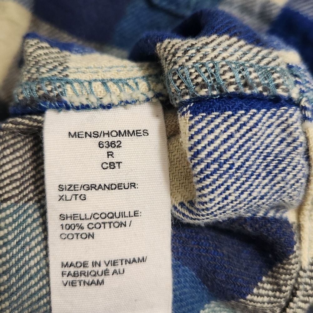 Woolrich Mens XL Plaid Flannel Shirt 100% Cotton Blue Green Outdoor Button Up - Picture 5 of 5